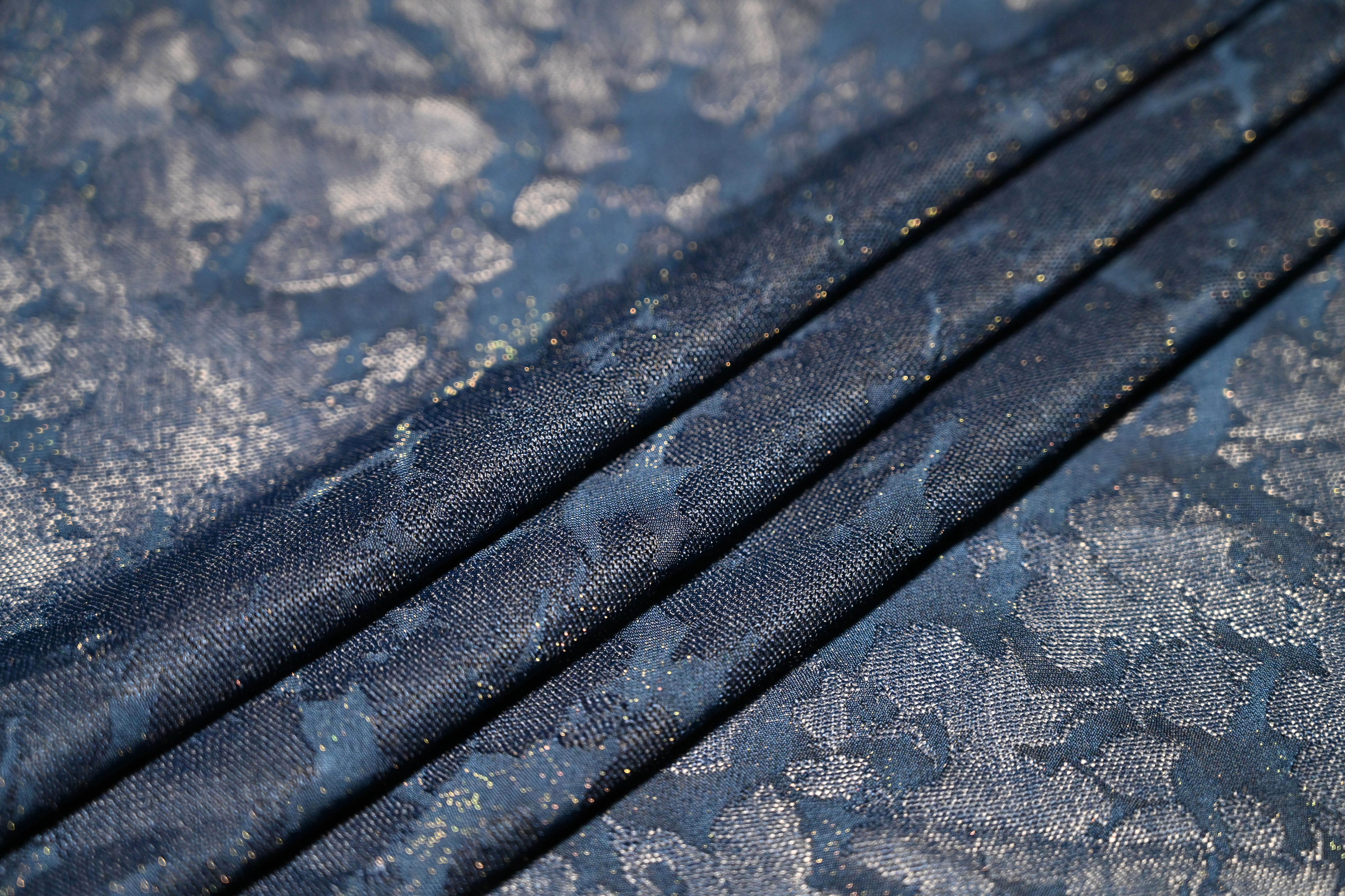 Floral Silver Jacquard Stretch Fabric